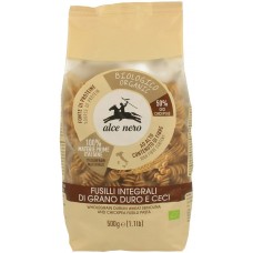 Pilno grūdo kviečių ir avinžirnių makaronai FUSILLI, ekologiški (500g)